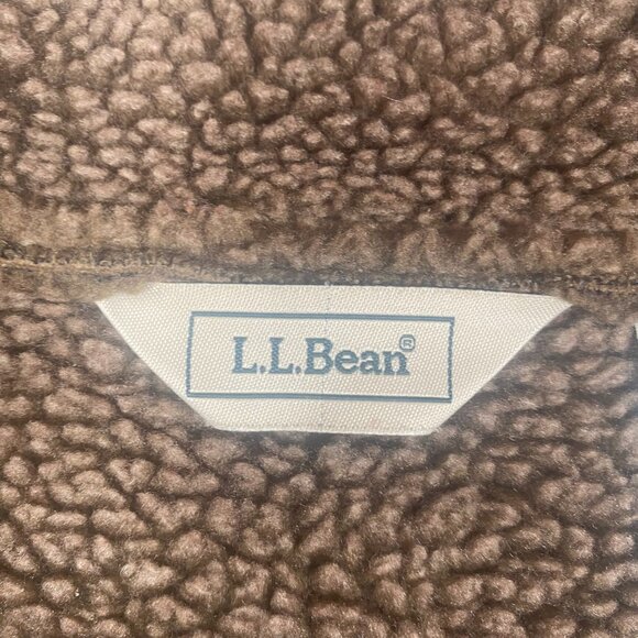 L.L. Bean Faux Fur lined Suede Winter Jacket Brown Womens size medium Petite - Picture 11 of 11